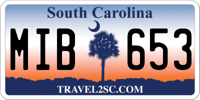 SC license plate MIB653