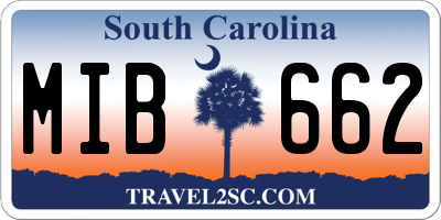 SC license plate MIB662