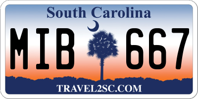 SC license plate MIB667