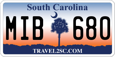 SC license plate MIB680