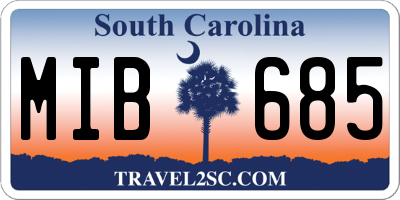 SC license plate MIB685
