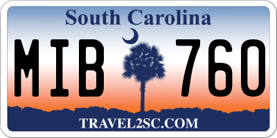 SC license plate MIB760