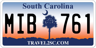 SC license plate MIB761