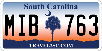 SC license plate MIB763