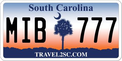 SC license plate MIB777