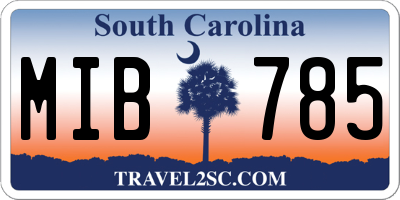 SC license plate MIB785