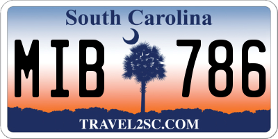 SC license plate MIB786