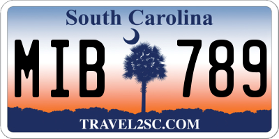 SC license plate MIB789