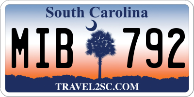 SC license plate MIB792