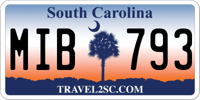 SC license plate MIB793
