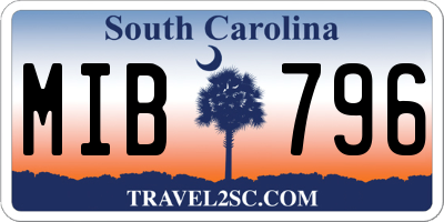 SC license plate MIB796