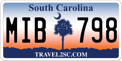 SC license plate MIB798