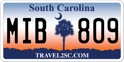 SC license plate MIB809