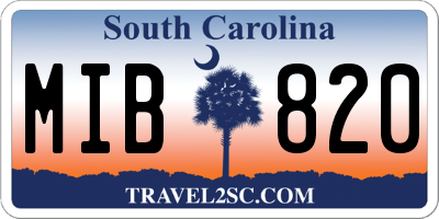 SC license plate MIB820