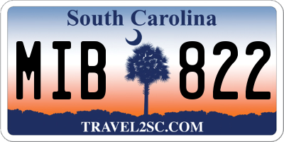 SC license plate MIB822