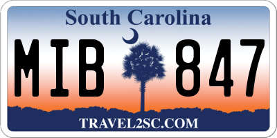 SC license plate MIB847