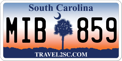 SC license plate MIB859