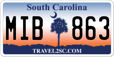 SC license plate MIB863