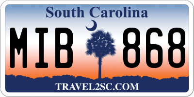 SC license plate MIB868