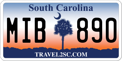 SC license plate MIB890