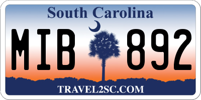 SC license plate MIB892