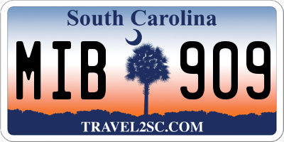 SC license plate MIB909