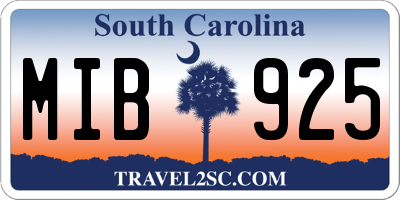 SC license plate MIB925