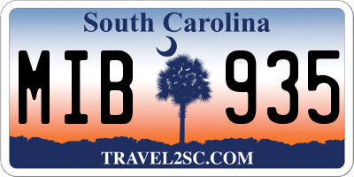 SC license plate MIB935