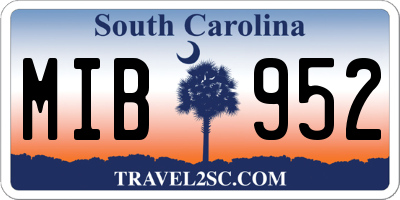 SC license plate MIB952