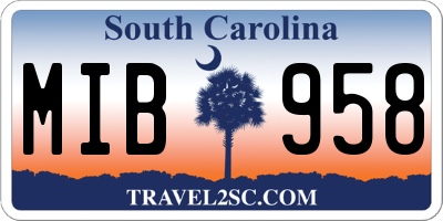 SC license plate MIB958