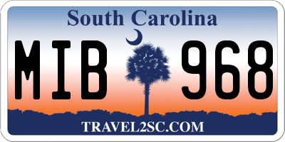 SC license plate MIB968