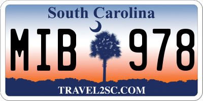 SC license plate MIB978