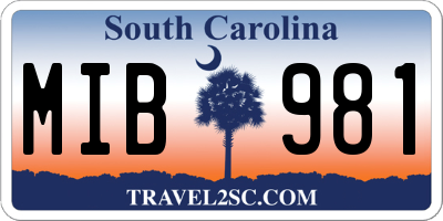 SC license plate MIB981
