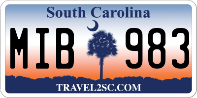 SC license plate MIB983