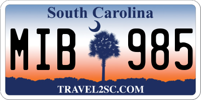 SC license plate MIB985