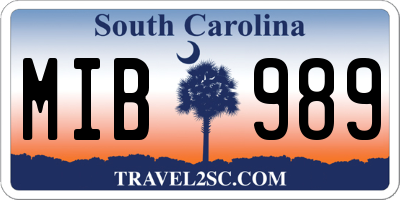 SC license plate MIB989