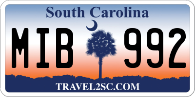 SC license plate MIB992