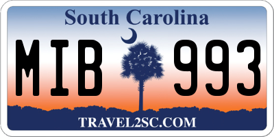 SC license plate MIB993