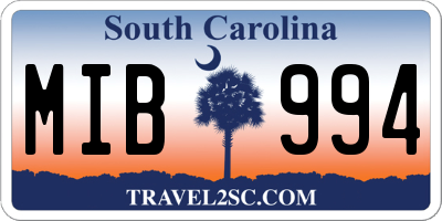 SC license plate MIB994
