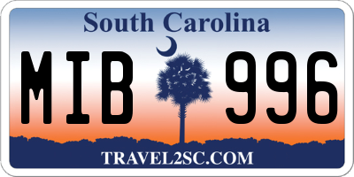 SC license plate MIB996