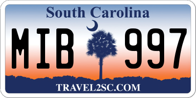 SC license plate MIB997