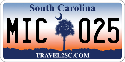 SC license plate MIC025