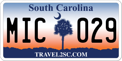 SC license plate MIC029