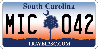 SC license plate MIC042