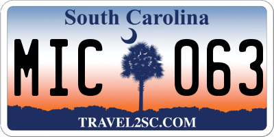 SC license plate MIC063