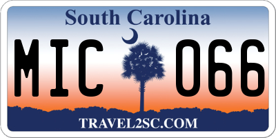 SC license plate MIC066