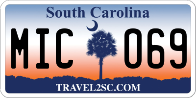 SC license plate MIC069