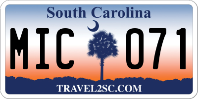 SC license plate MIC071