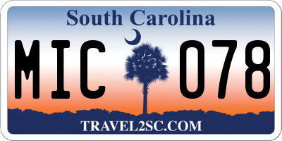 SC license plate MIC078