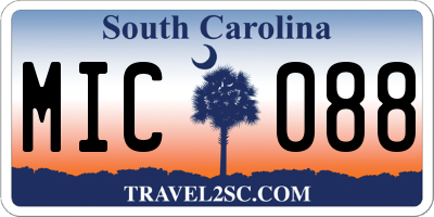 SC license plate MIC088